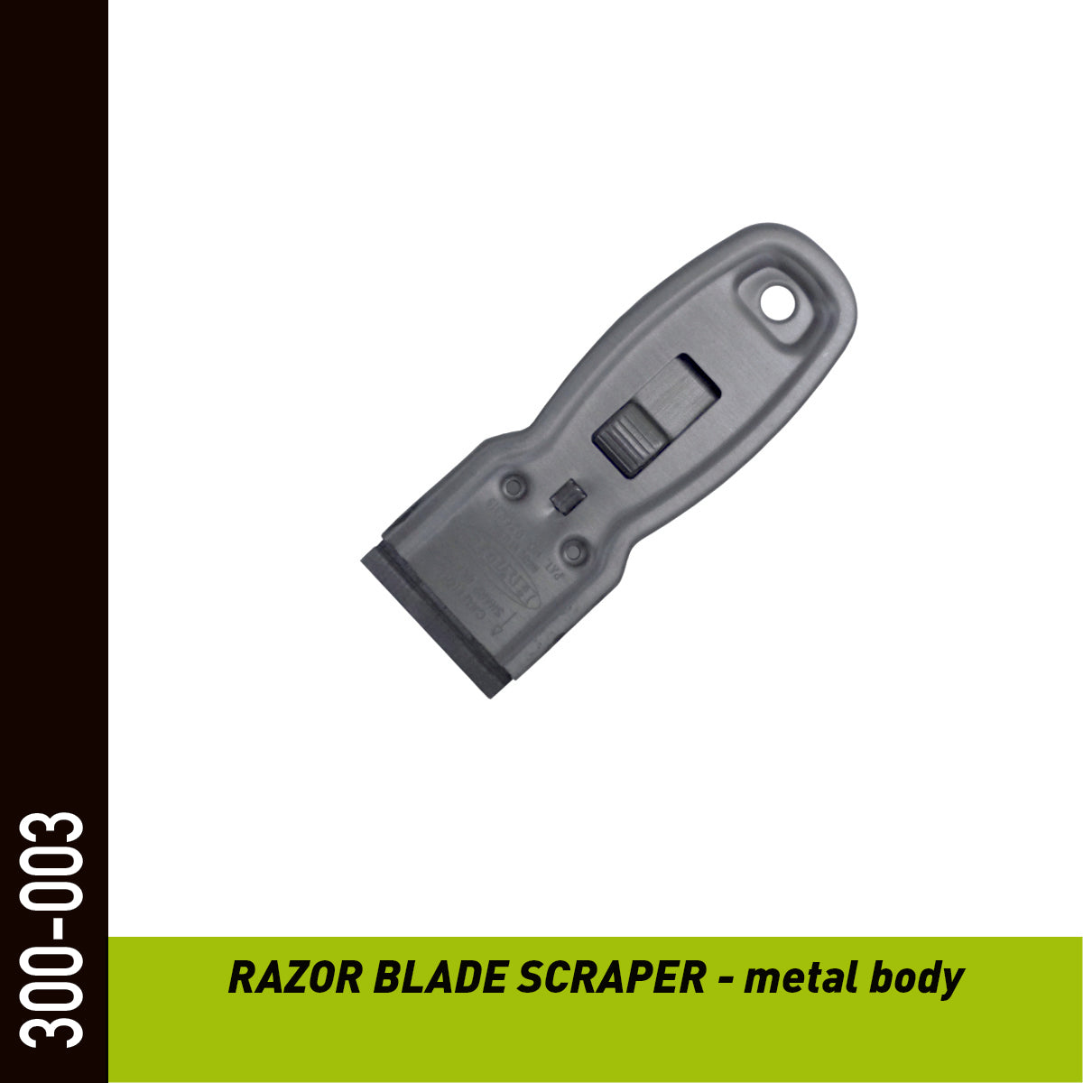 Razor blade skrape med metallhåndtak for fjerning av folie og lim
