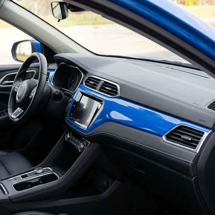 3M 2080 Gloss Intense Blue folie, interiørdetalj dekket med folien