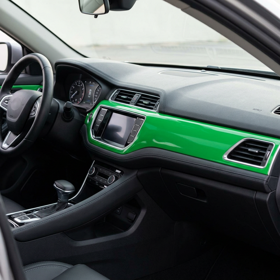 3M 2080 Gloss Kelly Green folie, interiørdetalj dekket med folien